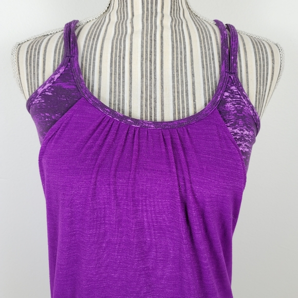 Athleta XS purple Criss cross back built in bra athletic workout tank - Picture 4 of 8